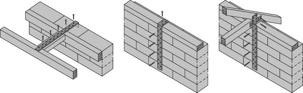 Beispiele von horizontalen und vertikalen Zugbändern – ÖNORM EN 845-1 