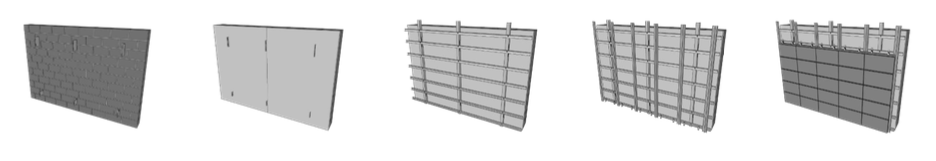 Beispiel 7-11: Montageablauf hinterlüftete Ziegel-Fassadenplatten mit horizontalen Tragschienen