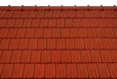 Bild 7-74 bis 76: Ziegeldeckung – Dachziegel Landdach natur/dunkelbraun/rot 