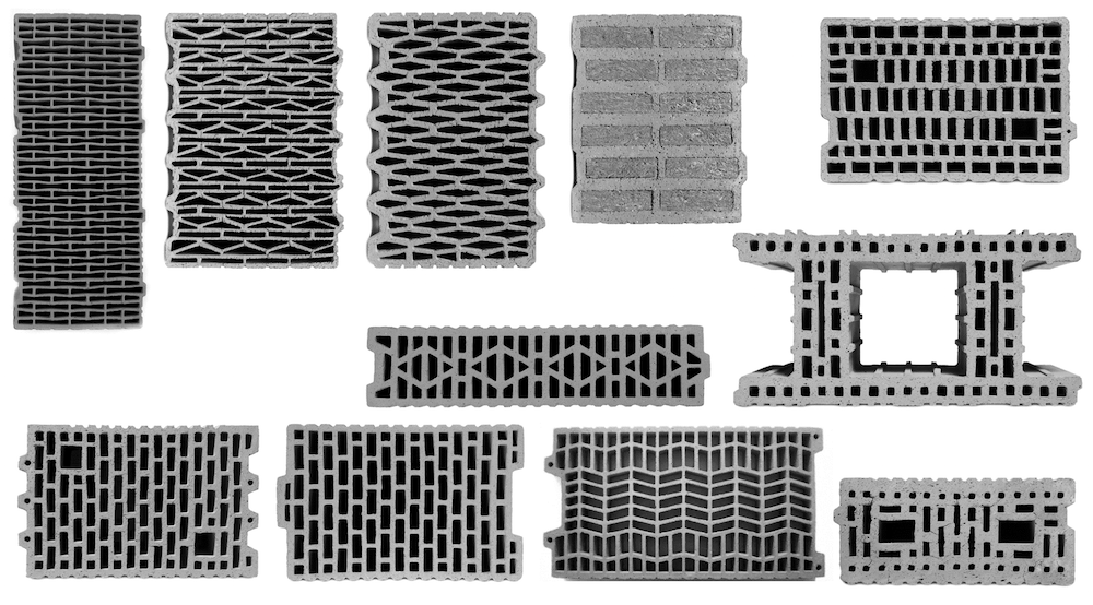 Mauerziegel für geschütztes Mauerwerk (P-Ziegel) 2|1|2|2 Hochlochziegel, Planziegel Beispiel 2-02: Typische Lochbilder Hochlochziegel